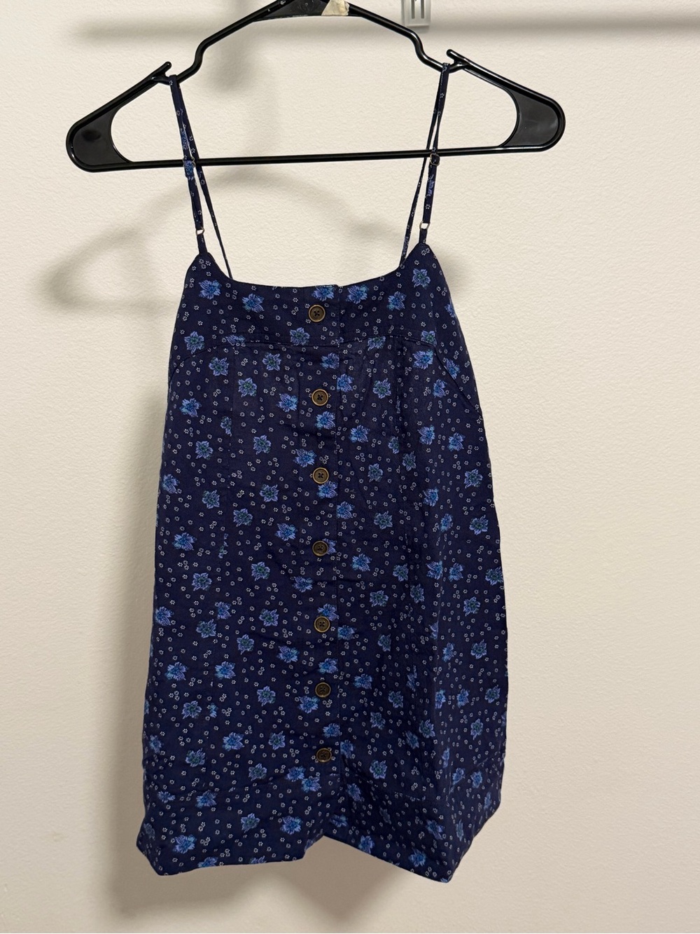 Free People Navy Blue Floral Button-Front Camisole